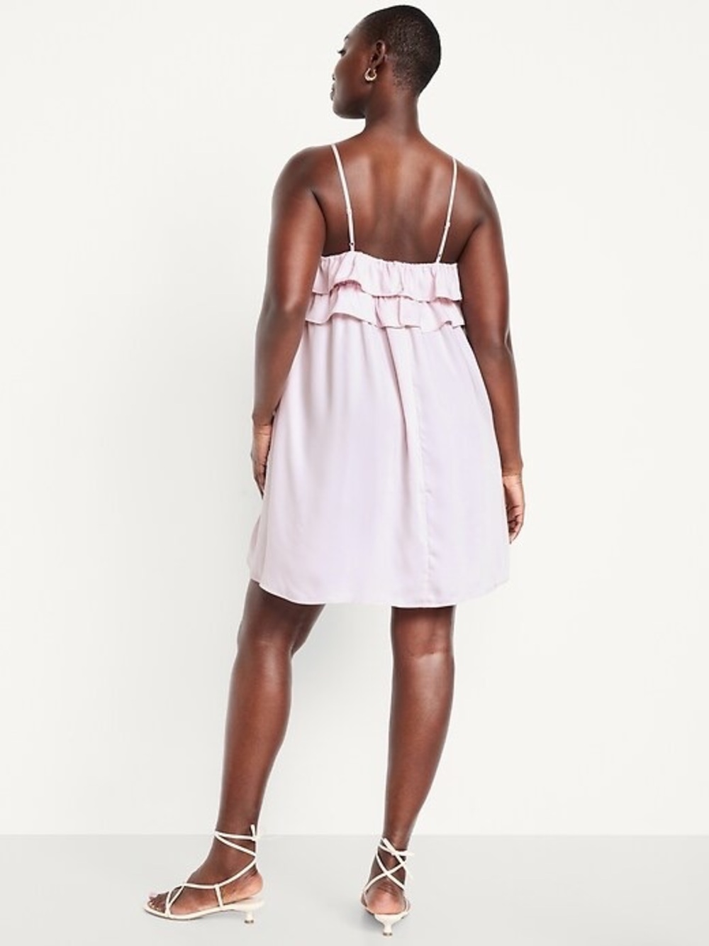 NWT Old Navy Lilac Mist Ruffle Trim Satin Dress - Picture 4 of 5